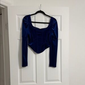 SHEIN Royal Blue Velvet Blouse